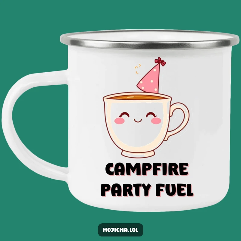 Funny Teacup Party Hat Camping Mug: Cheerful Sips for Outdoor Celebrations