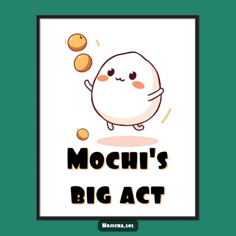 Funny Mochi Juggling Soybeans Digital Art: Instant Whimsical Decor