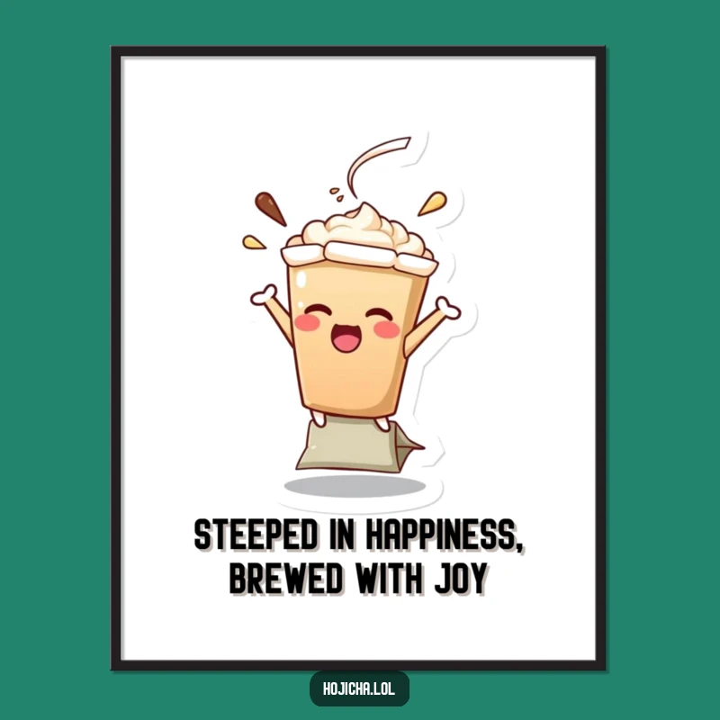 Free Printable Hojicha Latte Art: Funny Downloadable Coffee Shop Decor Gift