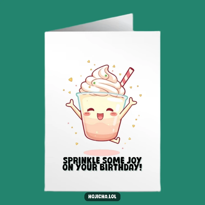 Free Printable Hojicha Parfait Birthday Card: Sprinkles of Joy Downloadable Gift