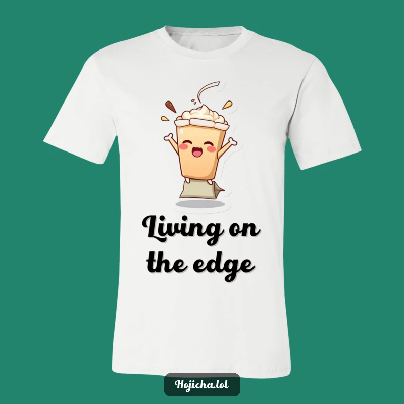 Funny Hojicha Latte Teabag Balance T-Shirt, Hilarious Gift for Coffee and Tea Fans