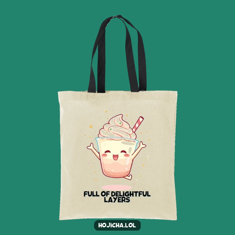 Funny Hojicha Parfait Jump Tote Bag, Stylish Gift for Carrying Sweet Treats